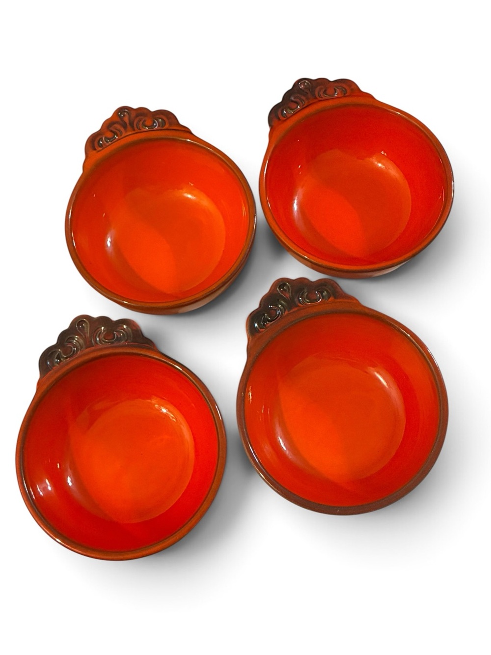 VTG Metlox Poppytrail Red Orange Individual Soup Cereal Bowls Set Of 4 MCM